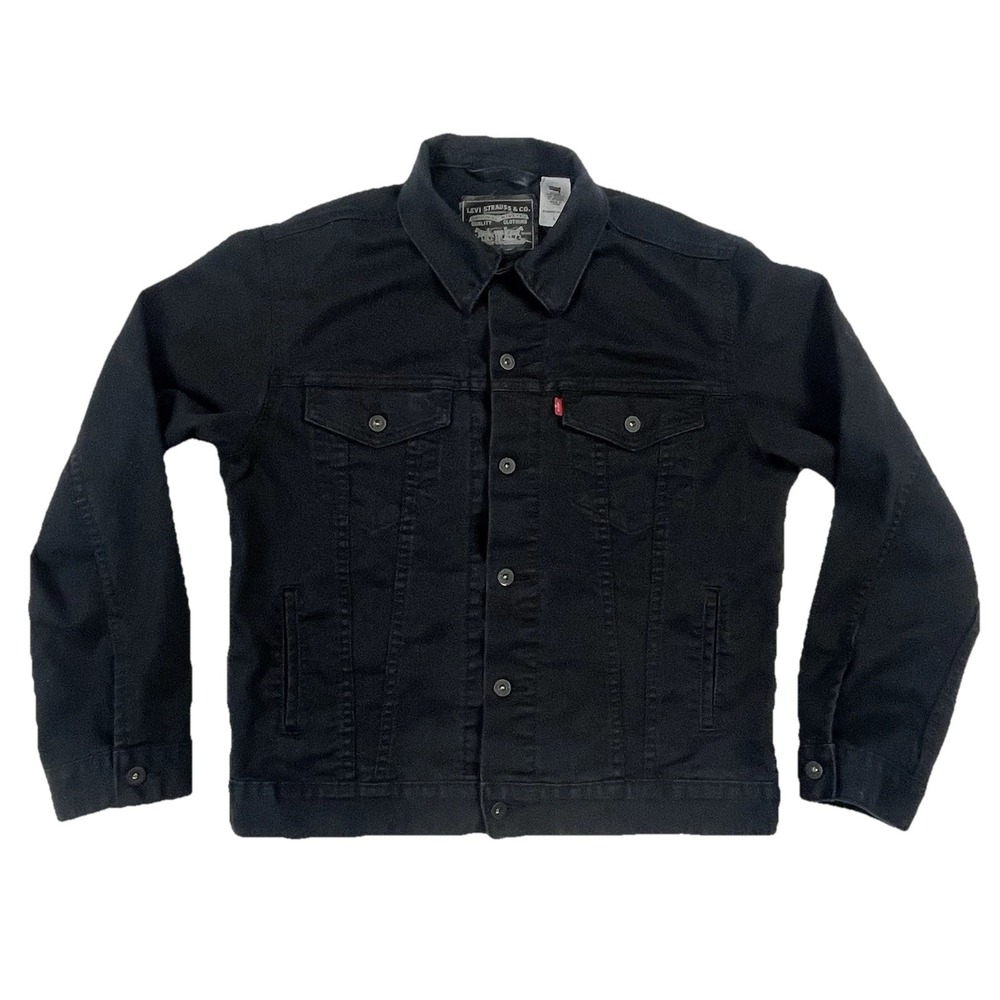 Vtg Levis Blackout Trucker Jacket Mens L 70507 0110 Loose Fit Triple Black Tag